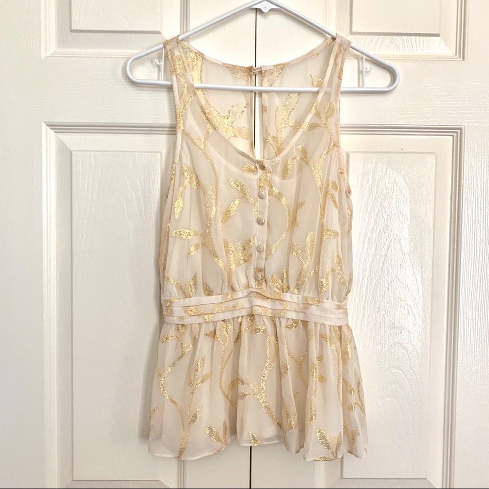 Anthropologie Gold Lamé Blouse